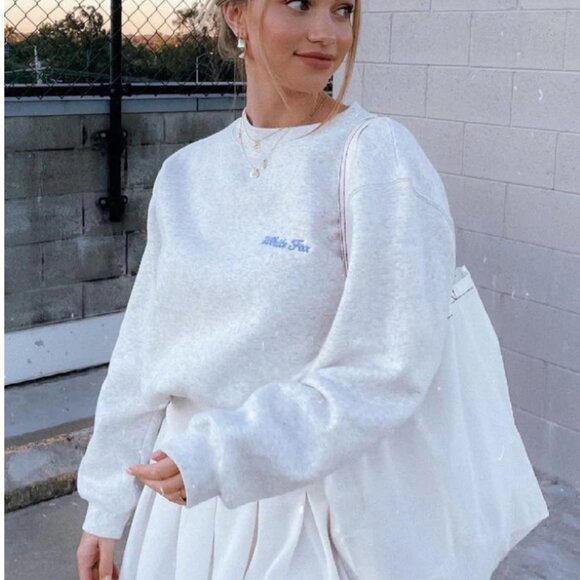 White Fox Steal Your Heart Oversized Sweater Grey Marle - Picture 1 of 1